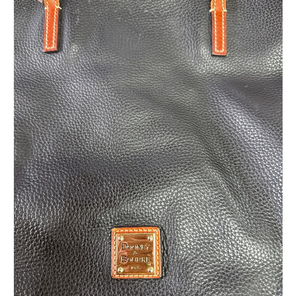 Dooney & Bourke Black Pebbled Leather Tote with Chestnut Trim - Picture 4 of 7